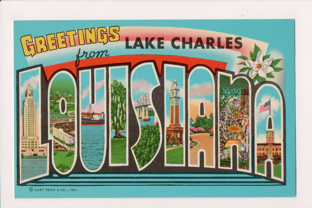 LA, LAKE CHARLES - Large Letter Greetings postcard - 2k1301