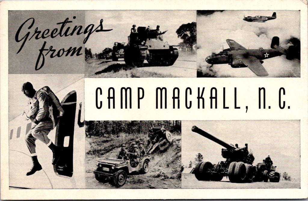 NC, Camp Mackall - Greetings From - Military multi view postcard – A17198