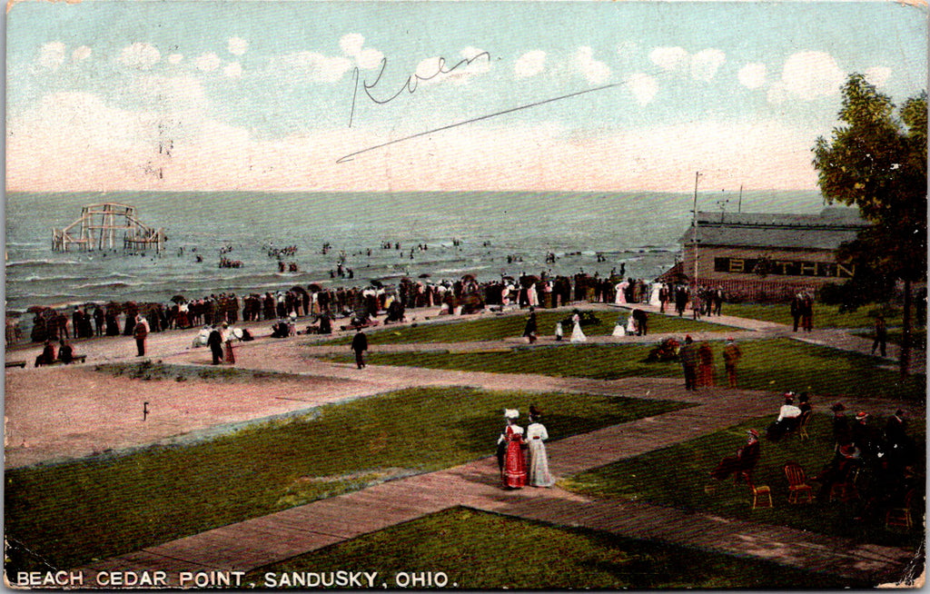 OH, Sandusky - Cedar Point Beach, bath house, people etc - CP0547