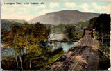 MA, HUNTINGTON - double railroad tracks, bridge, bldgs in Berkshire Hills postca