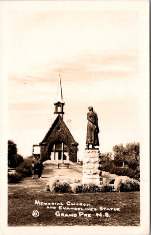 Canada - GRAND PRE, NS - Memorial Church, Evangeline statue RPPC - CR0089