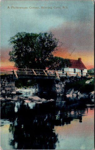 Canada - HERRING COVE, NS - building, side of bridge postcard - CR0514