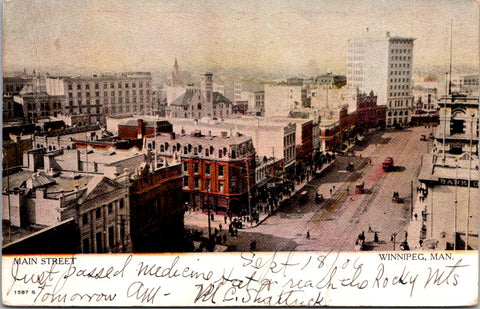 Canada - WINNIPEG, MB - Main St - 1906 postcard - D05021