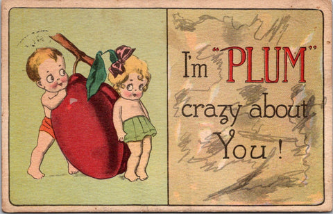 Valentine postcard - I'M PLUM CRAZY ABOUT YOU! - D08277