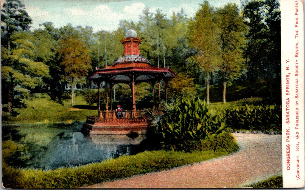 NY, SARATOGA SPRINGS - Congress Park, Gazebo or band stand postcard - D17215