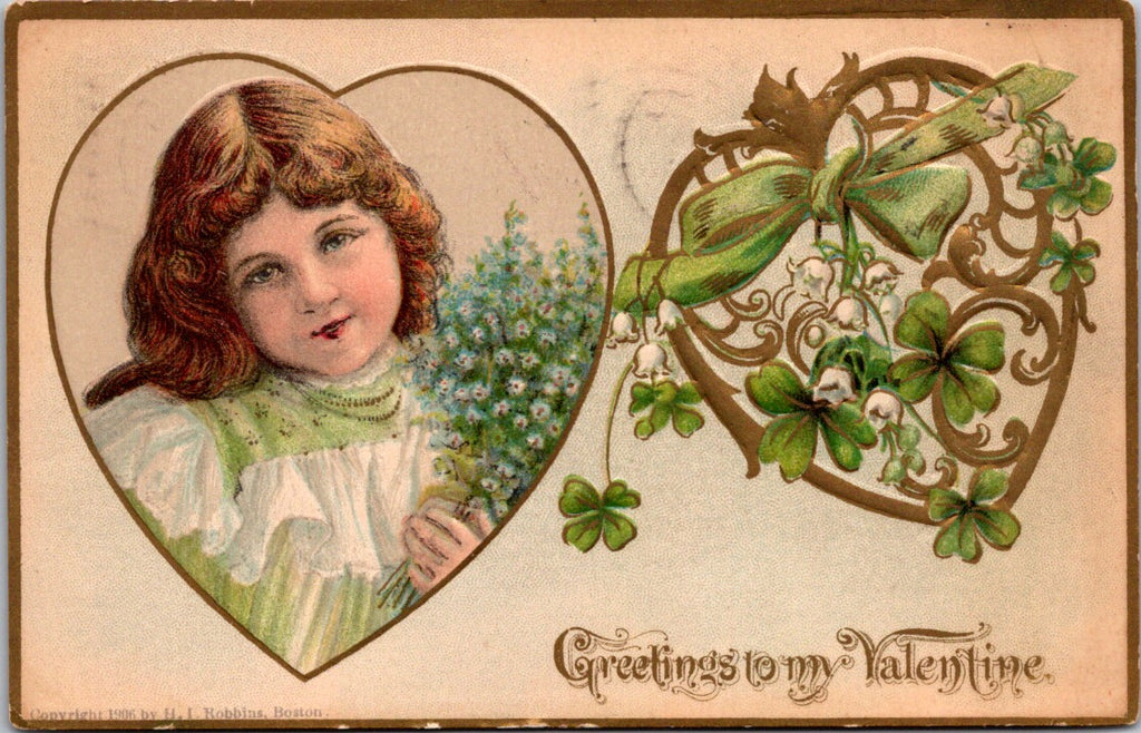 Valentine postcard - GREETINGS TO MY VALENTINE - H I Robbins - D17321