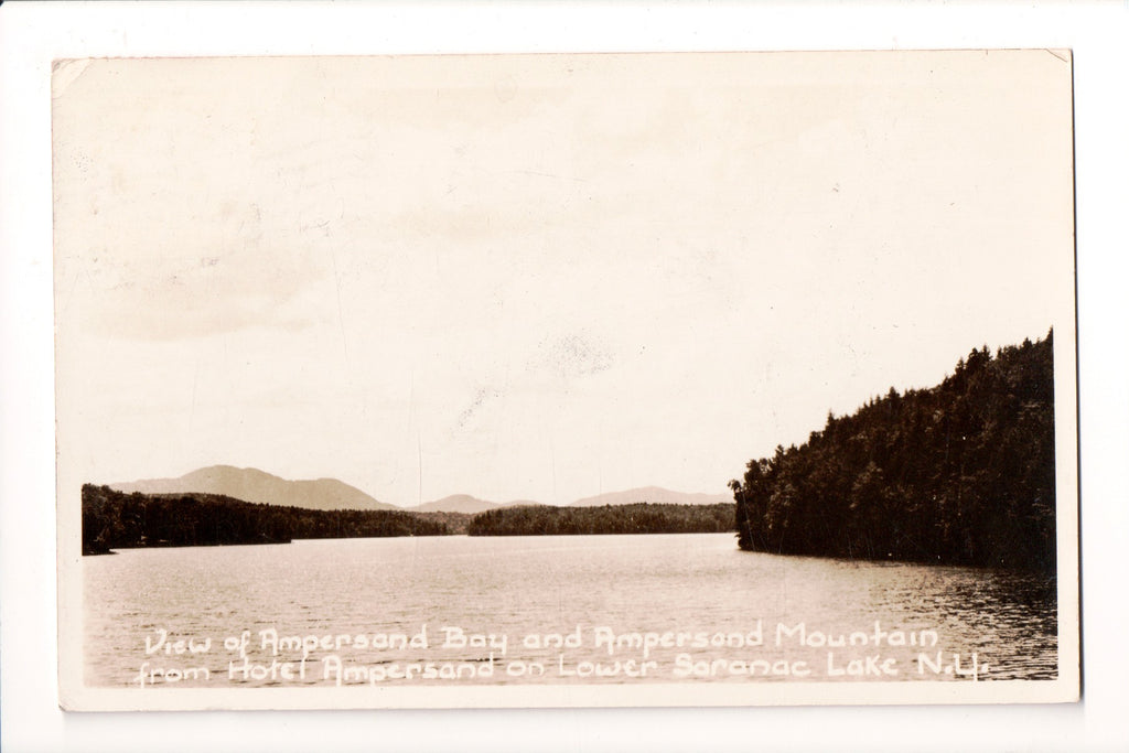 NY, AMPERSAND BAY, Ampersand Mountain from lower Saranac Lake RPPC - DG0013