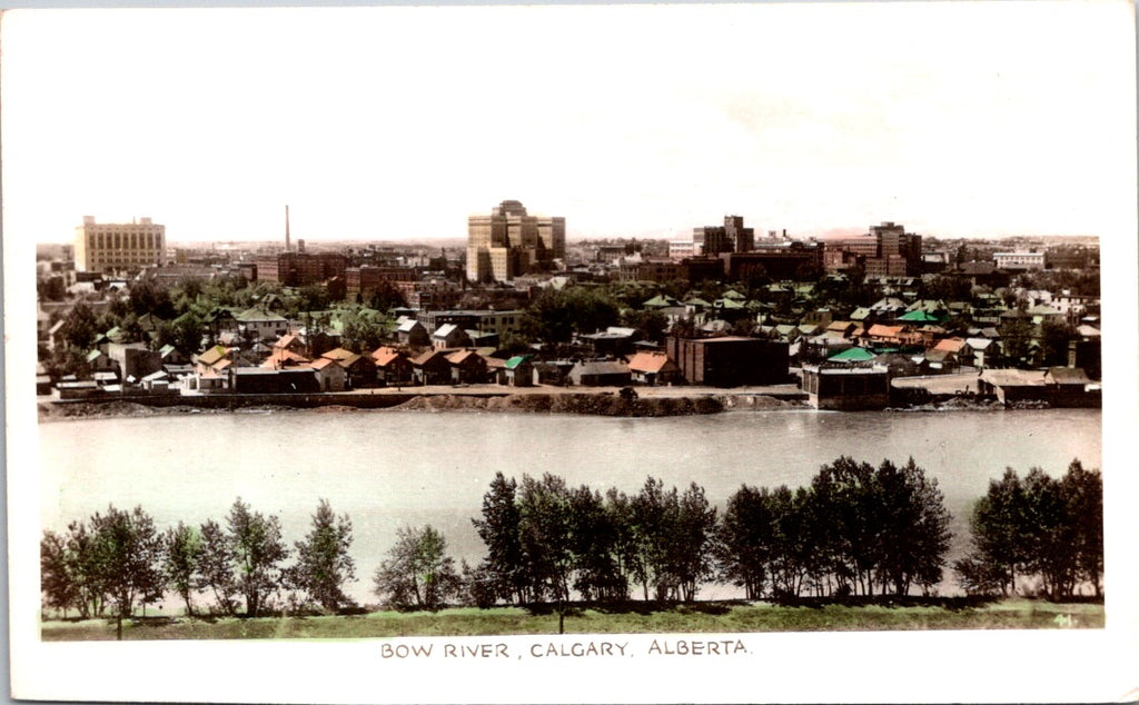 Canada - CALGARY, AB - Bow River, buildings in the city RPPC - DG0116