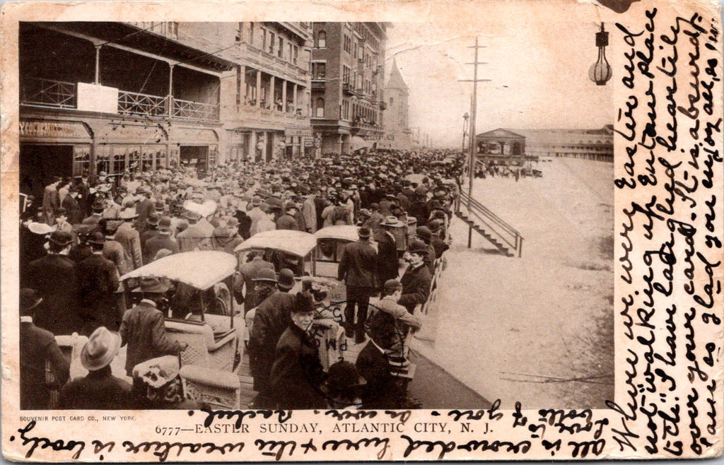 NJ, ATLANTIC CITY - Easter Sunday mass of people and building faces @1905 - E230