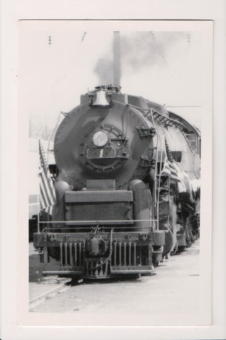 Train - Railroad - Engine with US Flags, closeup - 1973 RPPC - E23419