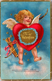 Valentine postcard - Large cupid with big bow and arrows - H03092