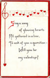 Valentine postcard - SING A SONG OF GLOWING HEARTS - S01170