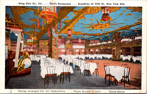 NY, NEW YORK CITY - Wing Chin Co Chins Restaurant postcard - w03071