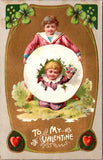 Valentine postcard - To My Valentine - young boy, child popping out - T00253