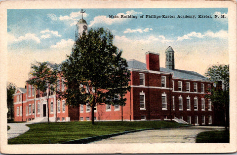 NH, Exeter - Phillips-Exeter Academy - Main bldg - James F Snow postcard - 2k109