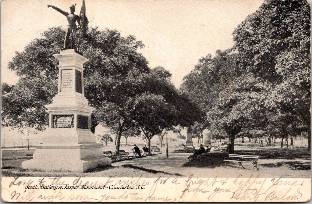 SC, Charleston - SOUTH BATTERY, Jasper Monument close up @1906 (original SOLD) 2k1166