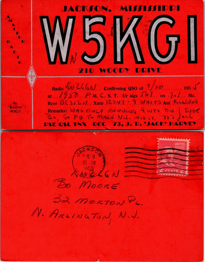 MS, JACKSON - QSL HAM or CB Radio Call Card postcard - 2k0197