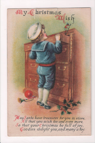 Xmas - My Christmas Wish - Sailor Boy - @1924 Clapsaddle? postcard - 501048