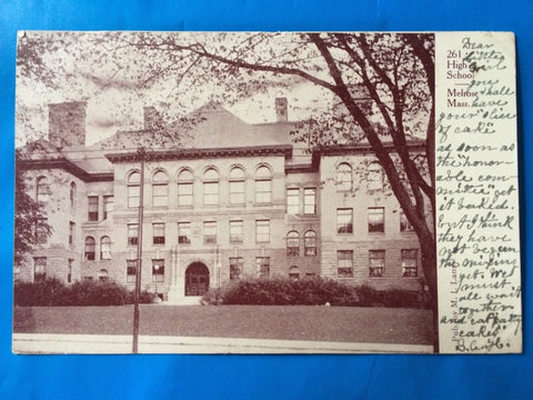 MA, Melrose, MA - High School - M I Lans postcard - H15021