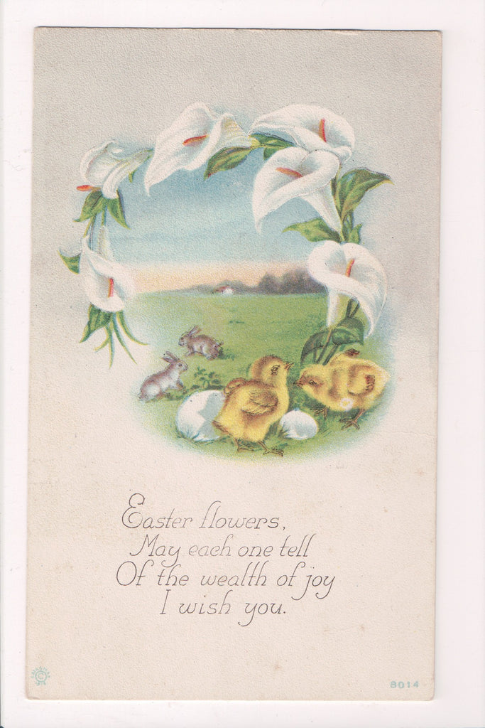 Easter postcard - Calla Lilies, chicks, bunnies - A19011