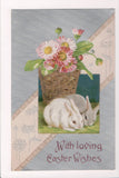 Easter - WITH LOVING WISHES - bunnies, basket, flowers - Winsch back - A19045