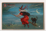 Halloween - Witch, black cat (original SOLD) A19083