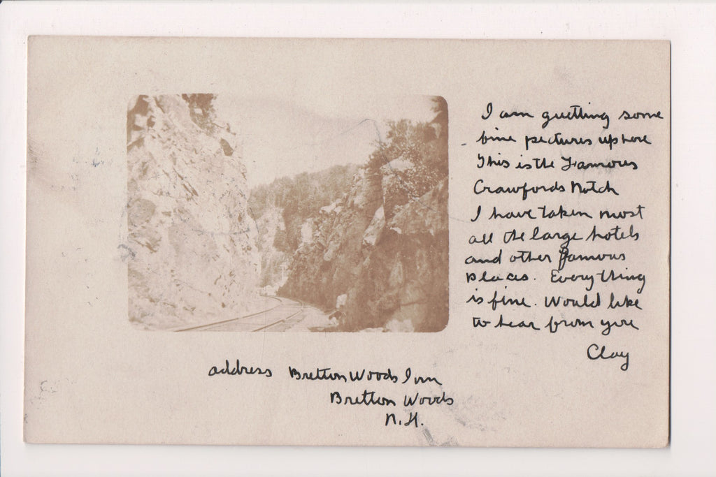 NH, BRETTON WOODS - view in Crawfords Notch - 1906 RPPC - B06625