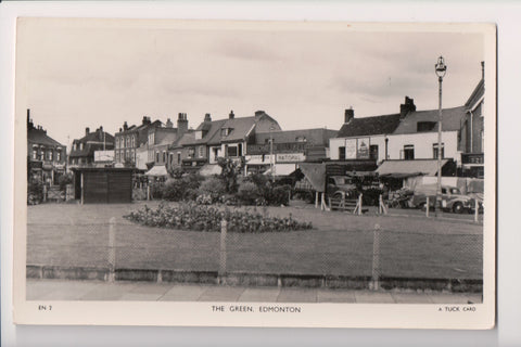 Foreign postcard - EDMONTON, London - The Green w/signs - Tuck RPPC - BR0012