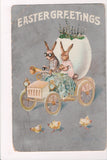 Easter postcard - dressed and humanized rabbits driving car - C04301