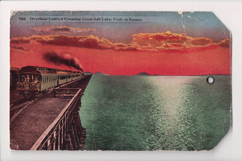 Train - Railroad - Overland Limited - postcard in hang tag shape - C06322