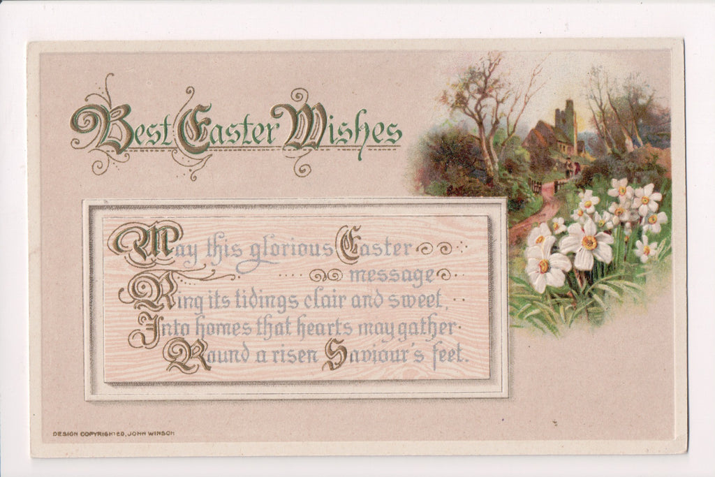 Easter postcard - BEST EASTER WISHES - John Winsch #3935 - CP0077