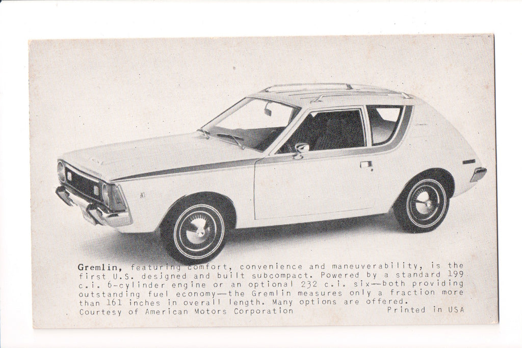 Car Exhibit Card - GREMLIN - American Motors Corp - B05416