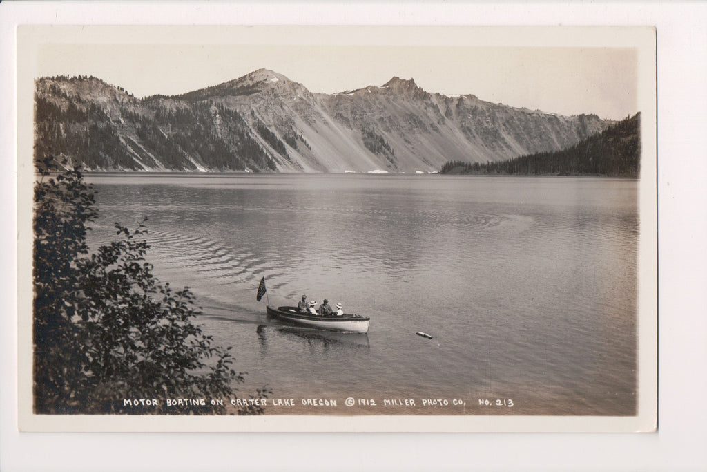 OR, CRATER LAKE - motor boating and view - Miller RPPC - G17173