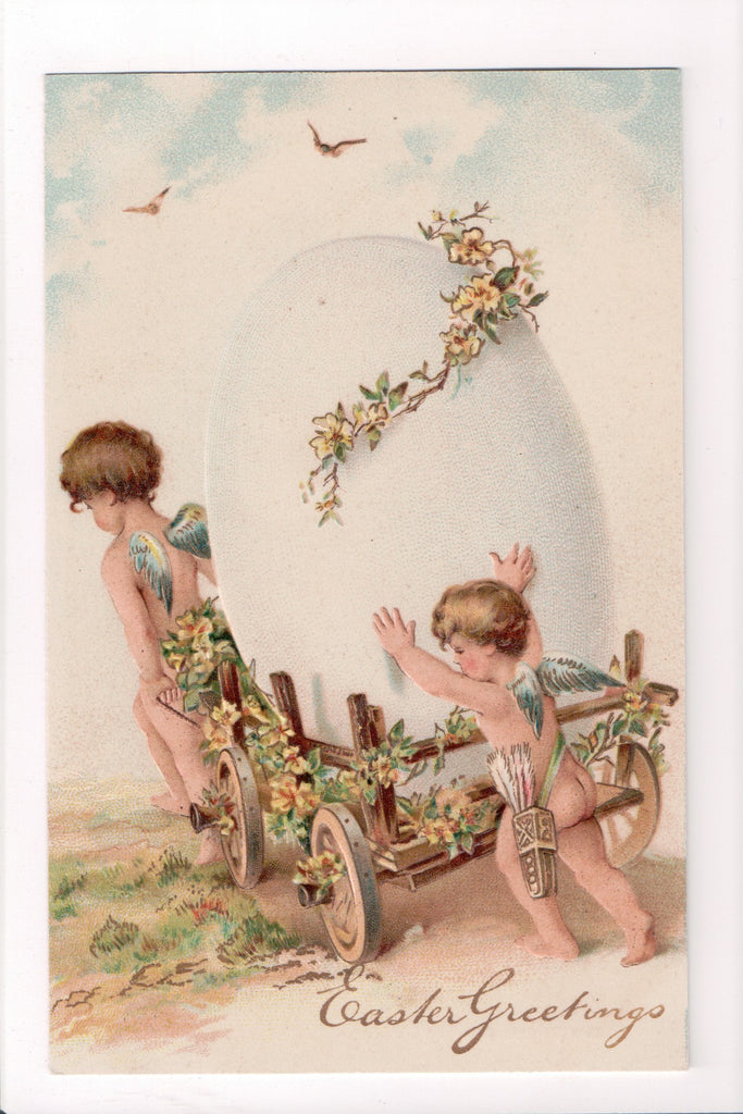 Easter - Easter Greetings - 2 bare butted cherubs or angels - B06389