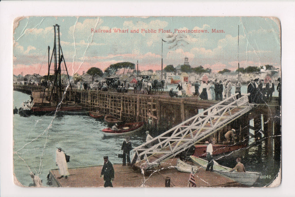 MA, Provincetown - Railroad Wharf, Public Float - z17063 - postcard **DAMAGED /