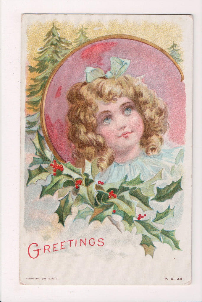 Xmas postcard - Christmas - Head shot of girl w/blue eyes - NL0109