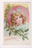 Xmas postcard - Christmas - Head shot of girl w/blue eyes - NL0109