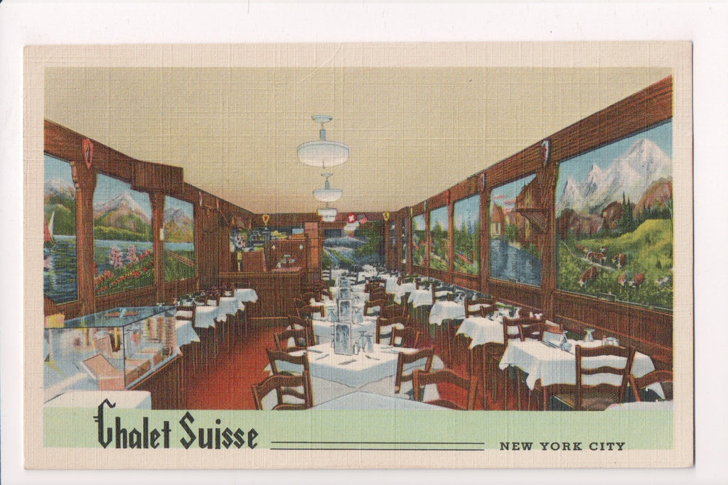 NY, NEW YORK CITY - Chalet Suisse Restaurant interior postcard - D03034