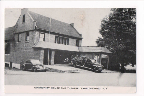 NY, NARROWSBURG - Community House & Theatre, Fire truck (original SOLD) MB0252