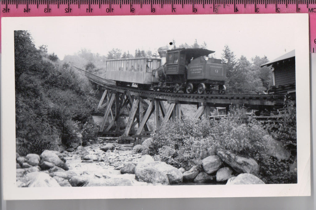 Train - Railroad Engine #9, car on bridge - blurry PHOTO - SL2733