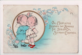 Xmas postcard - Christmas - Kids, under the mistletoe - w01738