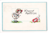 Easter postcard - girl, rabbit behind her hat - #2608/2 - w02654