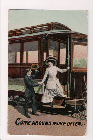 Train - Railroad - Comic - Come Around More Often, man, lady - w03210